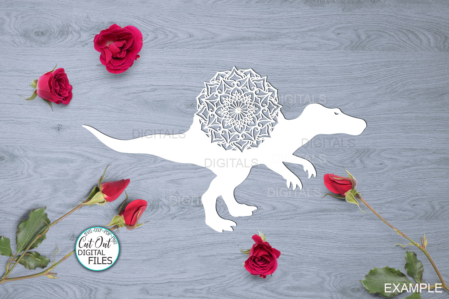 Download Mandala Floral Dinosaurs Bundle cut out templates svg dxf