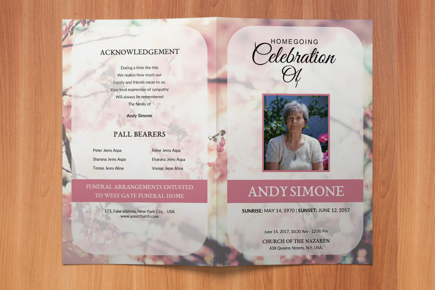 Printable Funeral Program Template Obituary Template
