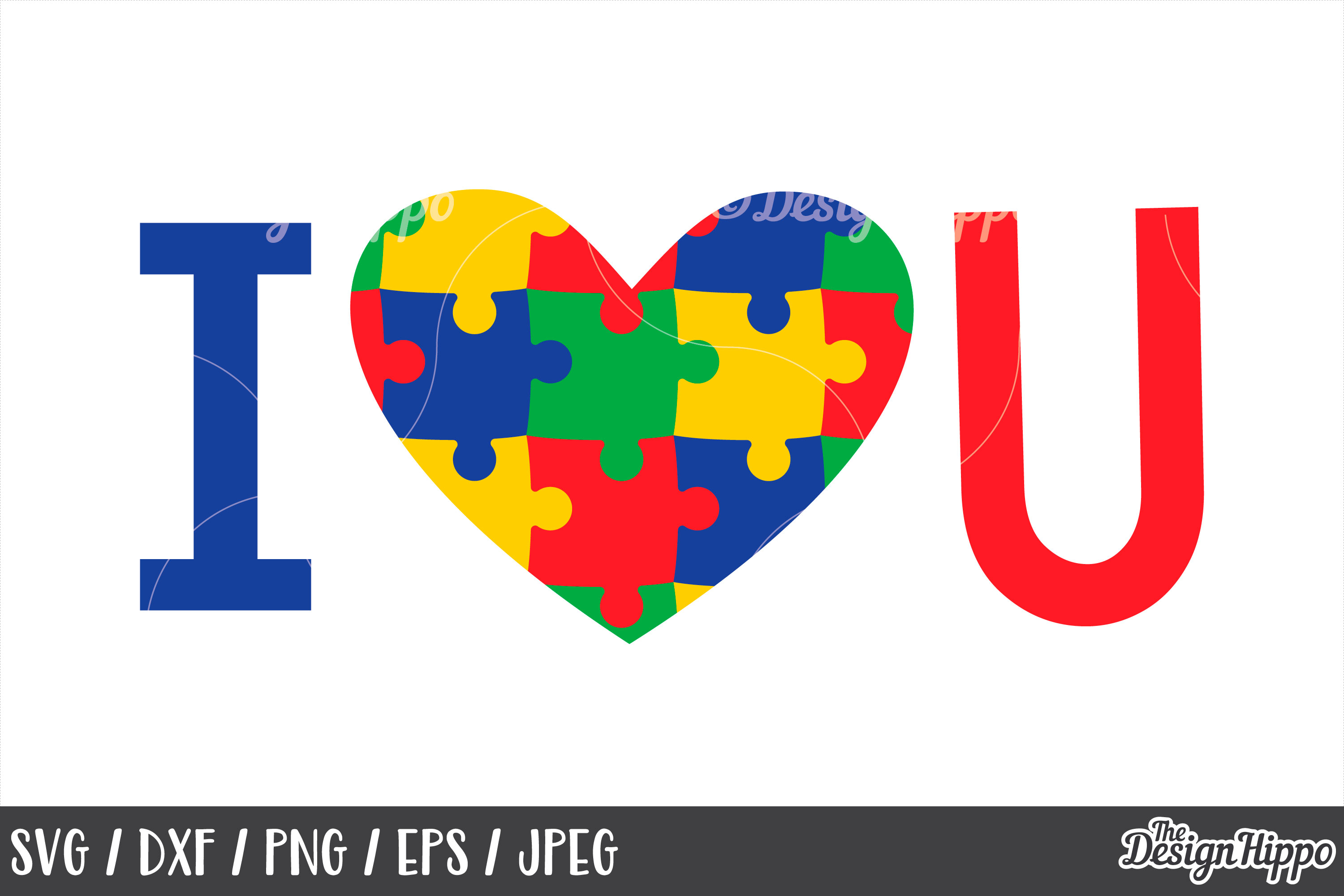 Download Autism Awareness, I Love You SVG, Autism Heart, DXF PNG JPEG