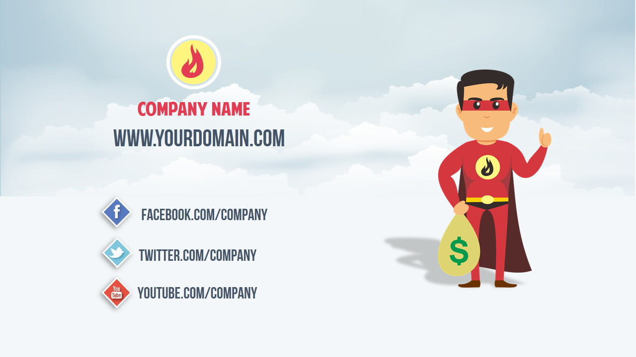 Male Superhero Cartoon PowerPoint Template