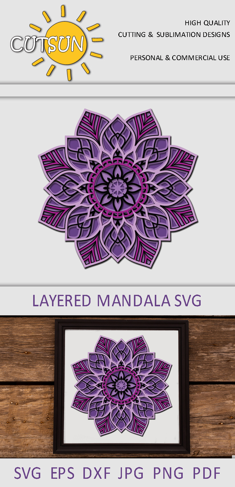 Download Mandala SVG | 3D Layered Mandala SVG cut file