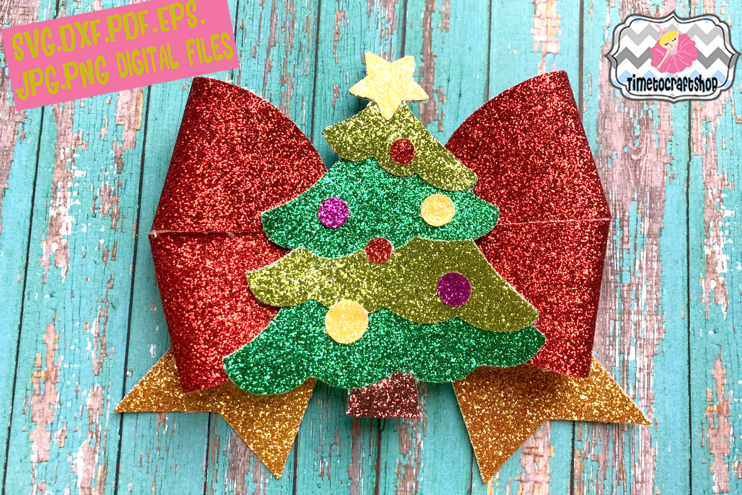 Holiday Christmas Tree Hair Bow Template