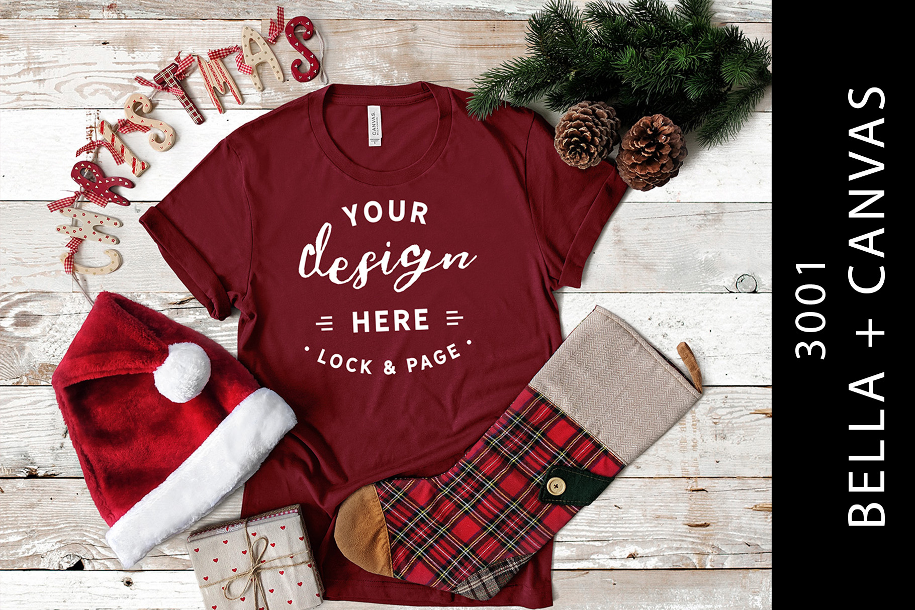 Bella Canvas 3001 Cardinal Christmas Festive TShirt Mockup