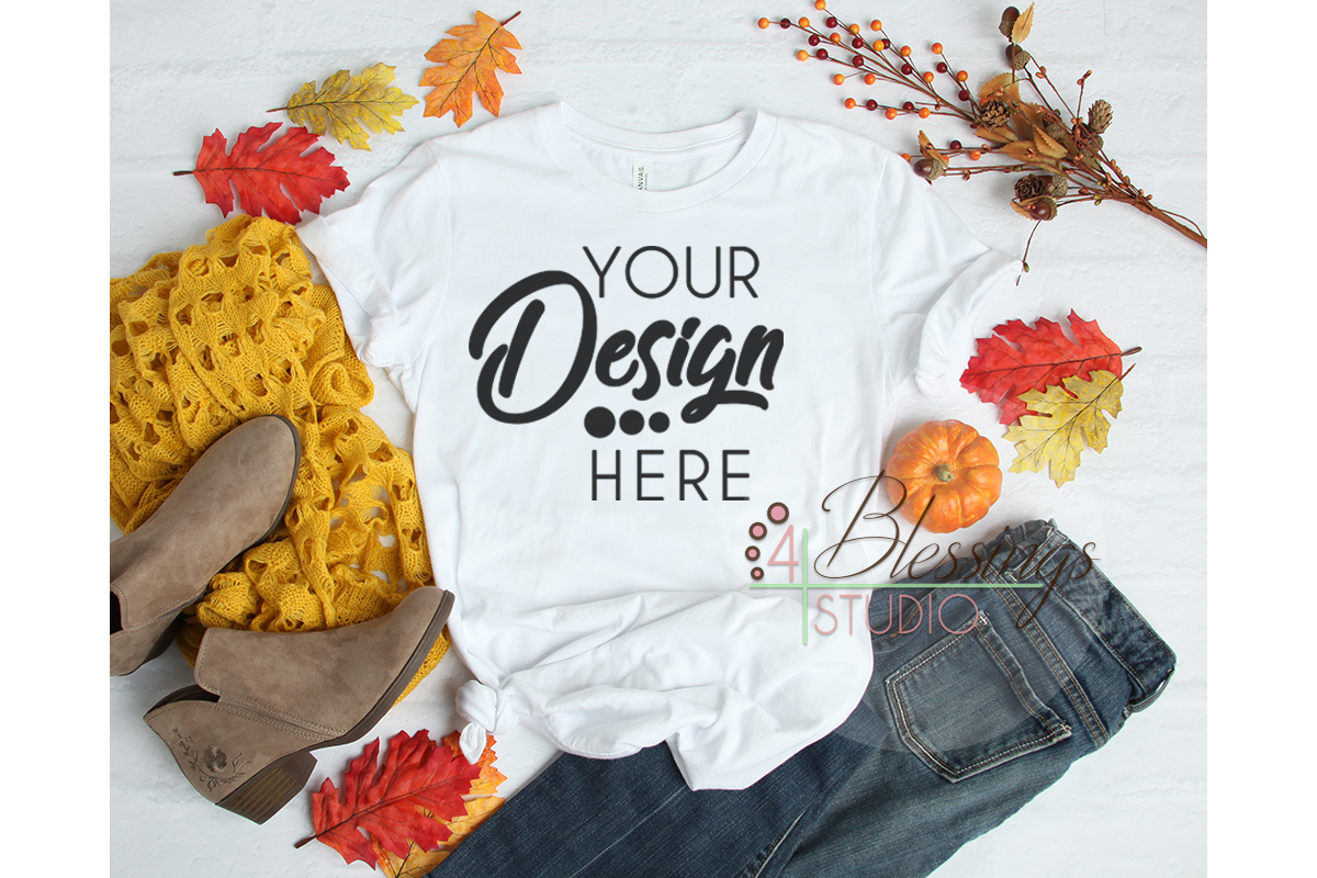 Download Fall Bella Canvas Mockup Bundle T Shirt Flat Lay 12 Images (132849) | Mock Ups | Design Bundles