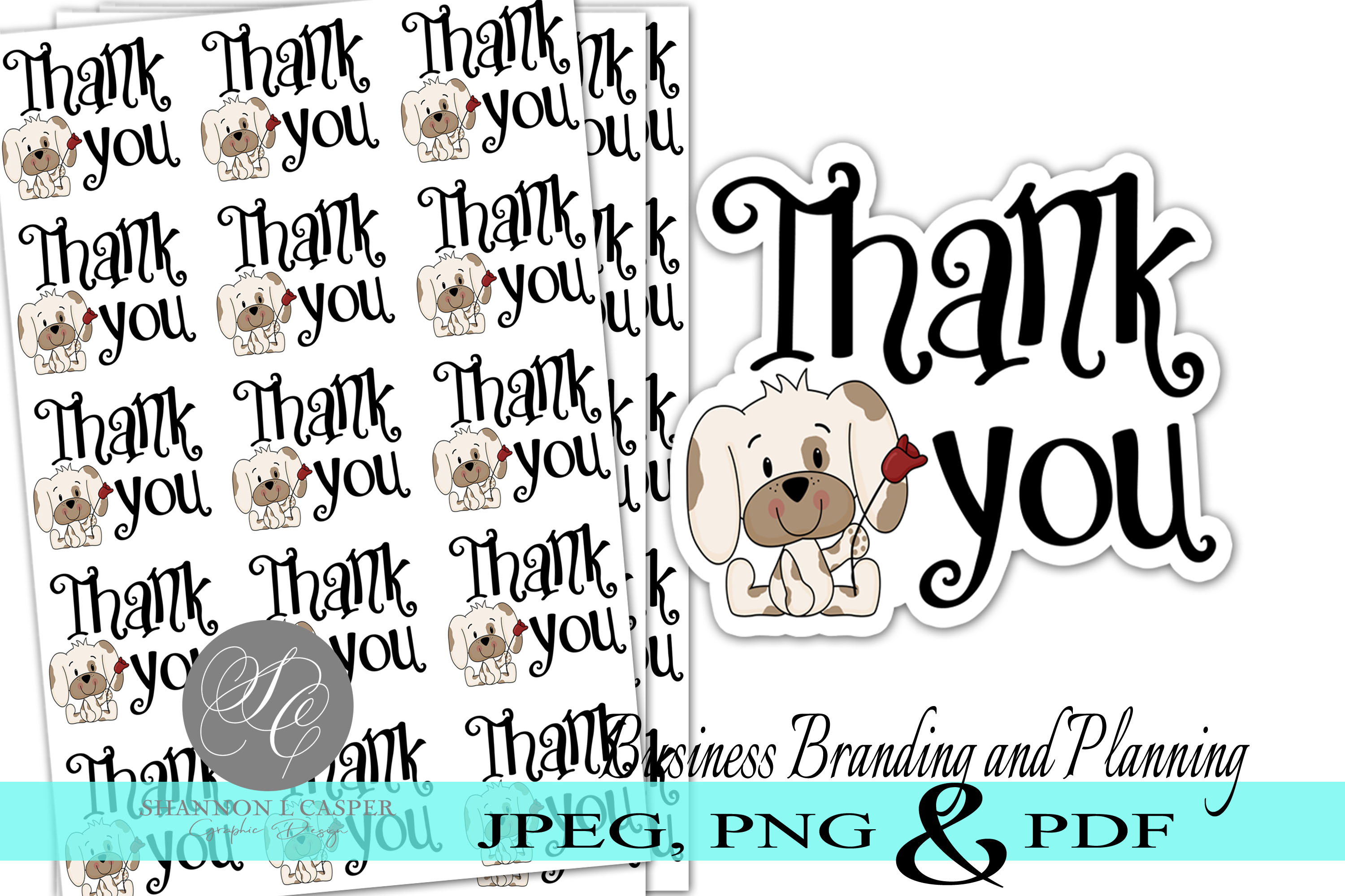 Puppy Dog Thank You Print and Cut Stickers