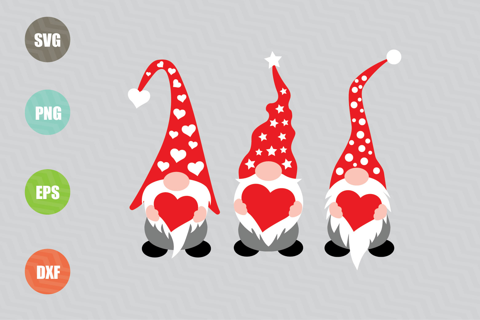 Download Three Gnomes Holding Hearts SVG