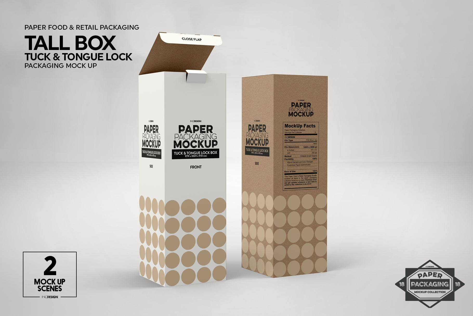 Download Tall Box Tuck & Tongue Lock Packaging Mockup (352204 ...