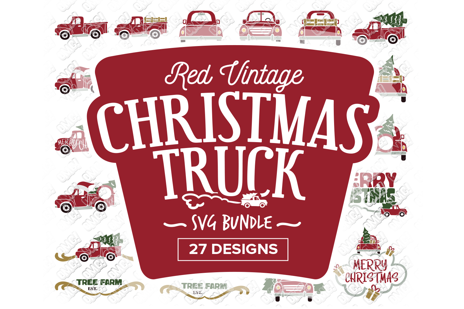 Download Christmas Truck SVG Red Vintage in SVG, DXF, PNG, EPS ...