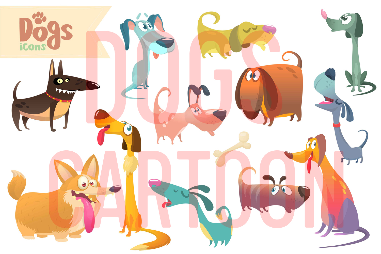 Download Cartoon Dogs Set Vector Illustration