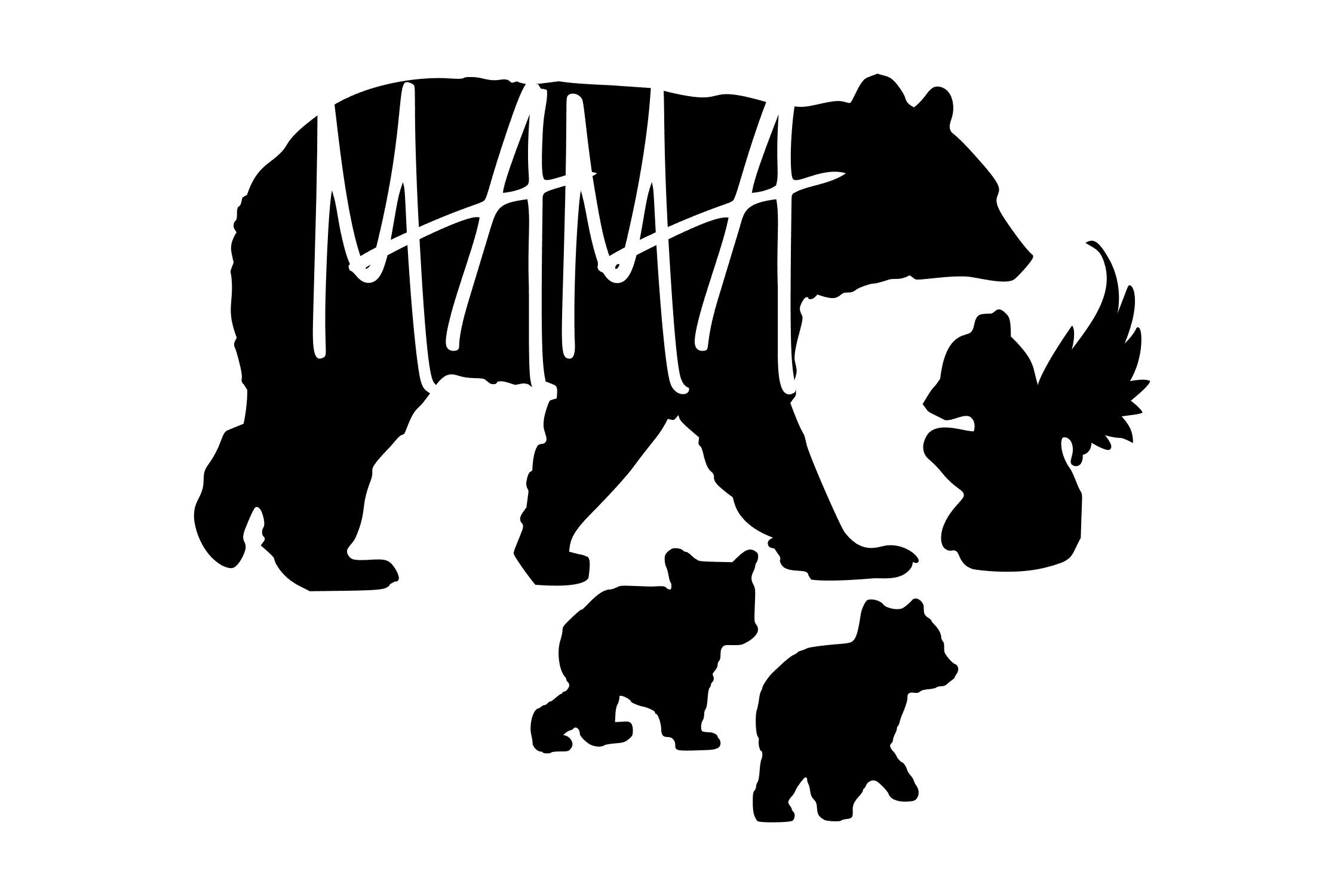 Download Mama Bear with baby and angel bears - SVG EPS PNG