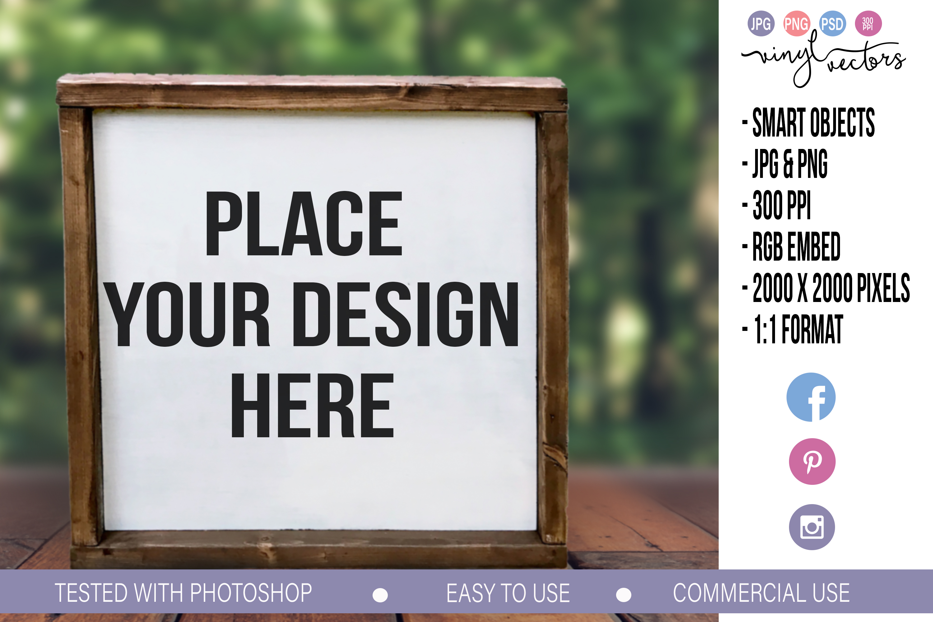 Download Farmhouse Style Wood Sign Mockup Rectangle Frame PSD JPG PNG