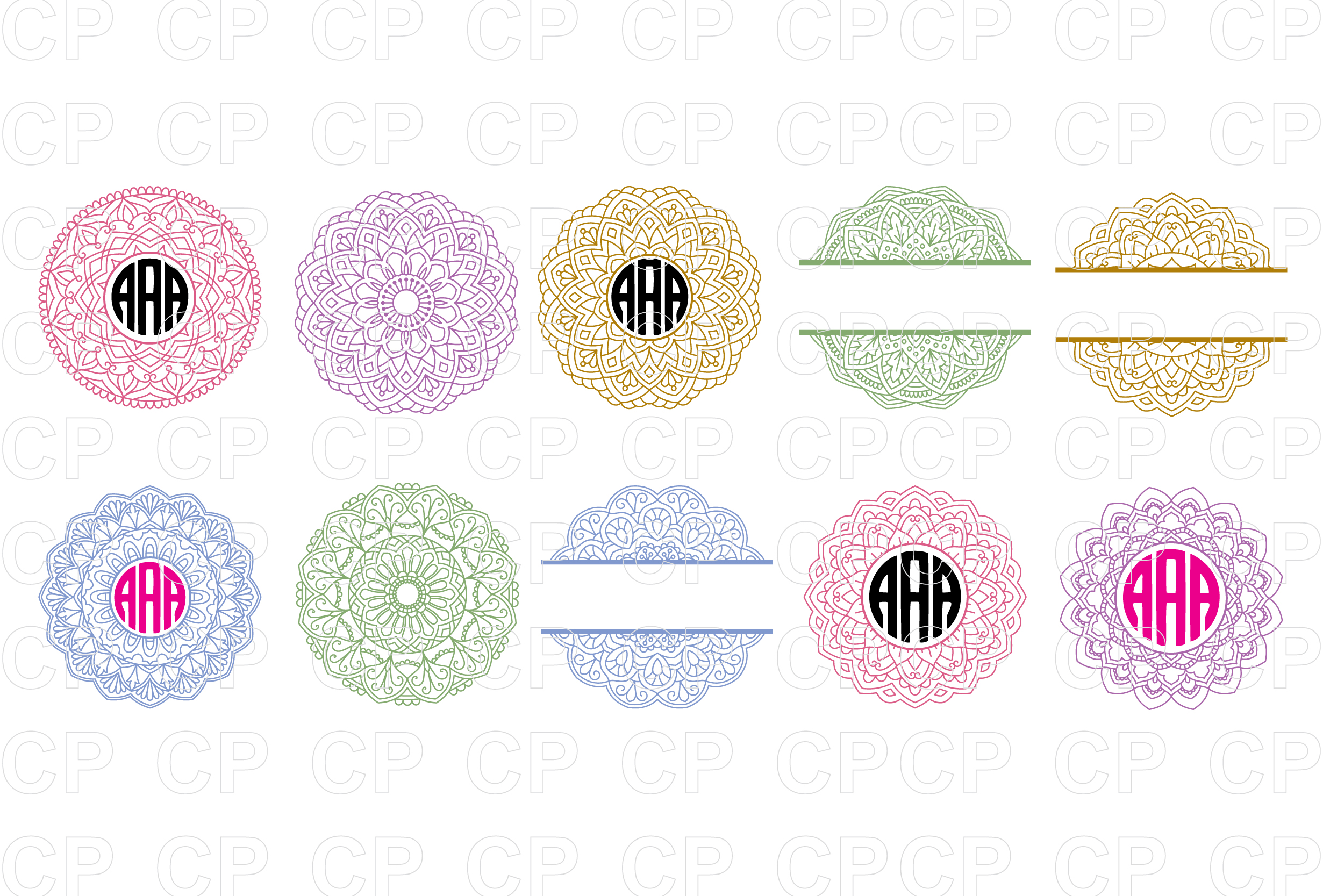 Download Mandala Circle Monogram Bundle SVG Cut Files,Mandala ...