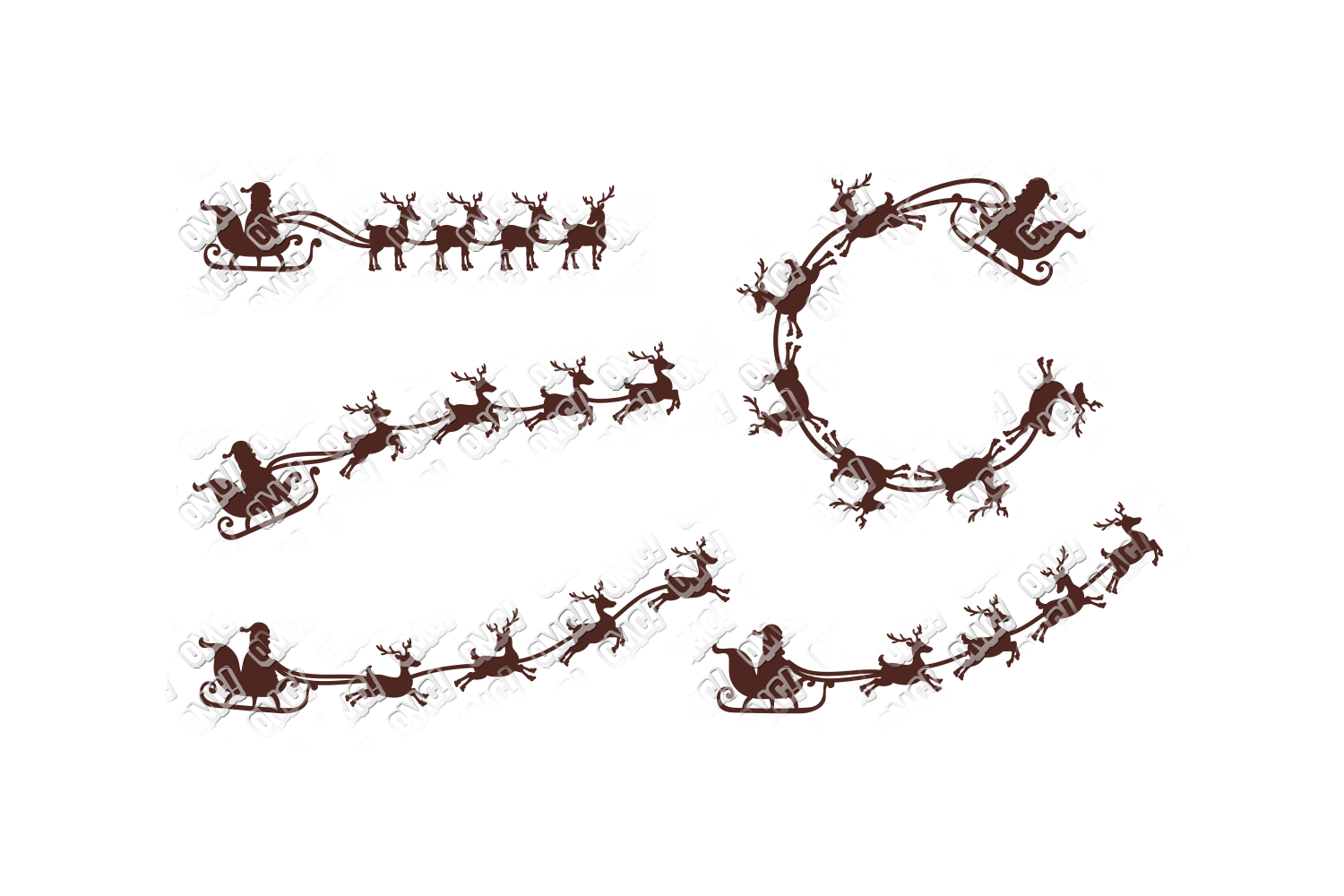Santa Sleigh SVG Bundle Reindeer in SVG, DXF, PNG, EPS, JPG