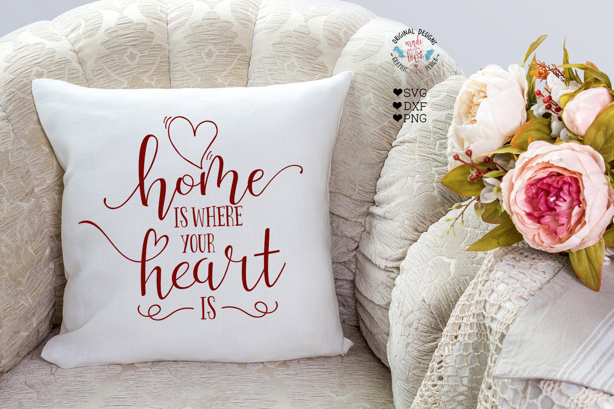 Тарелка с надписью Home is where the Heart is. Home Cut. Cut Pillow.