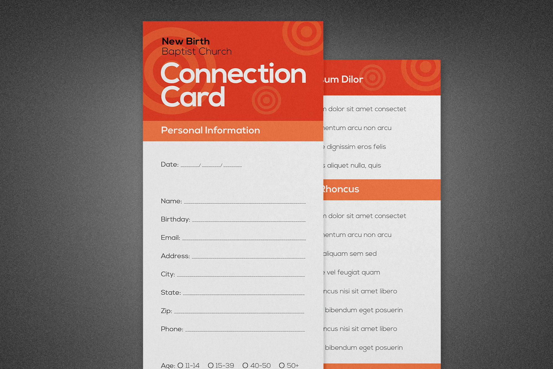Church Connection Card Template