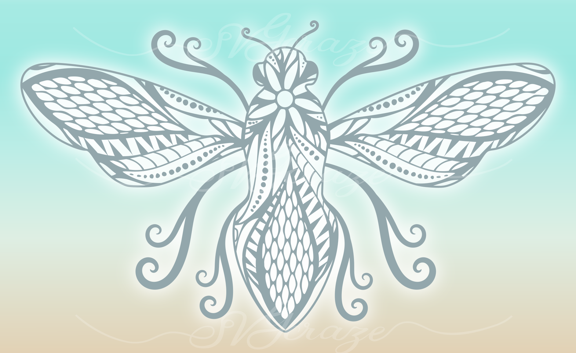 Download Beautiful Bumble Bee Mandala Zentangle SVG Dxf Eps Png ...