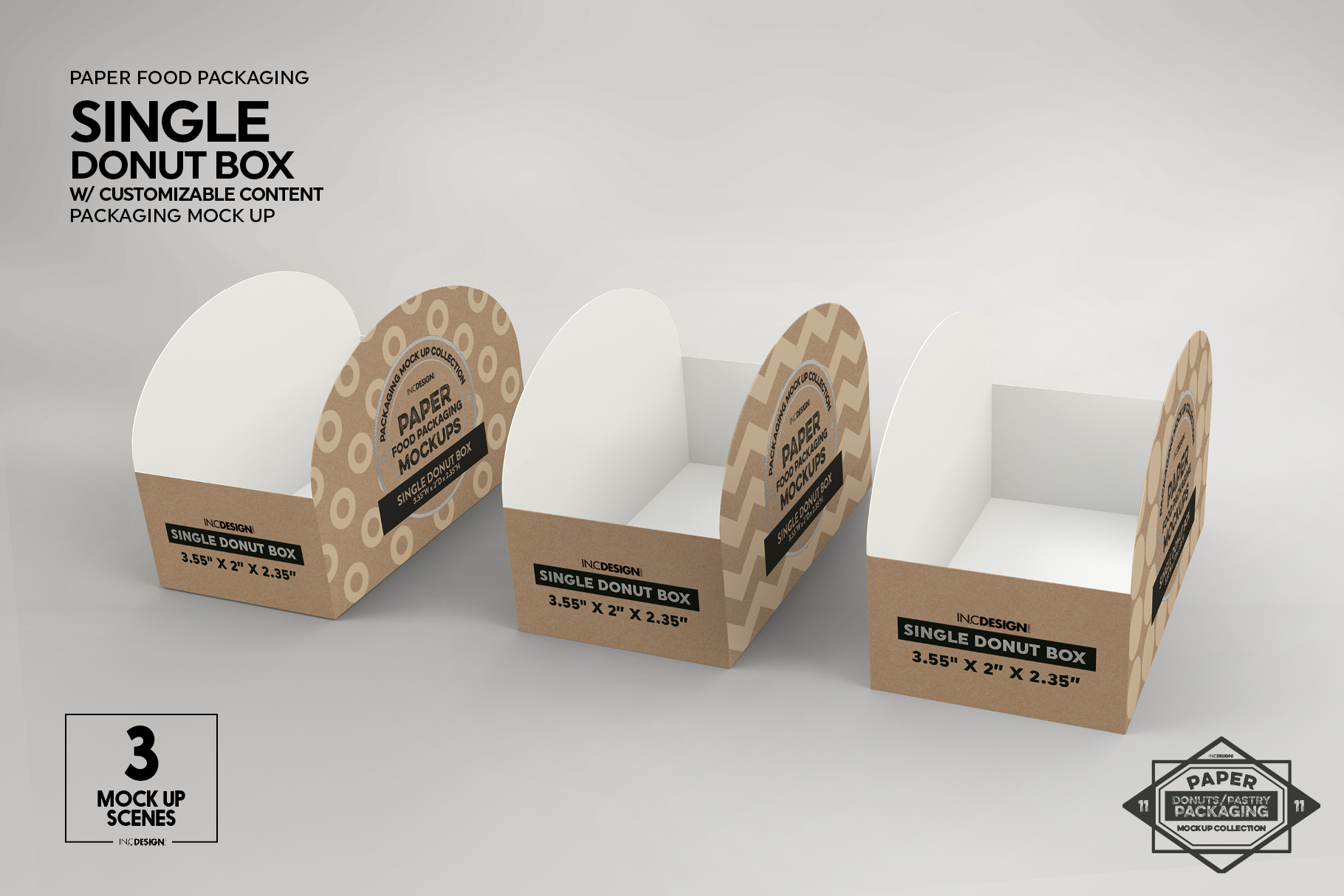 Download Single Donut Box Packaging Mockup