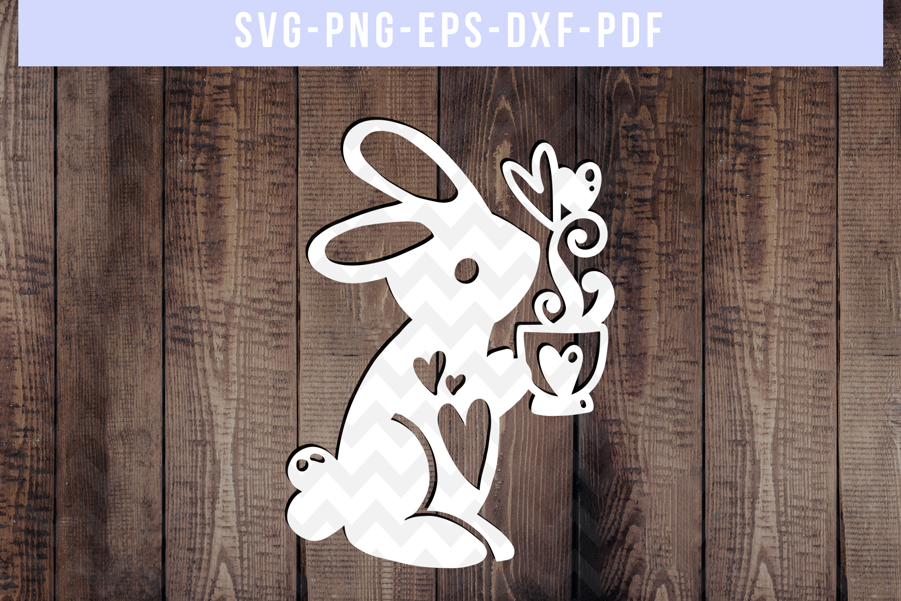 Male Bunny Papercut Template, Valentine's Day SVG, DXF, PDF (200058
