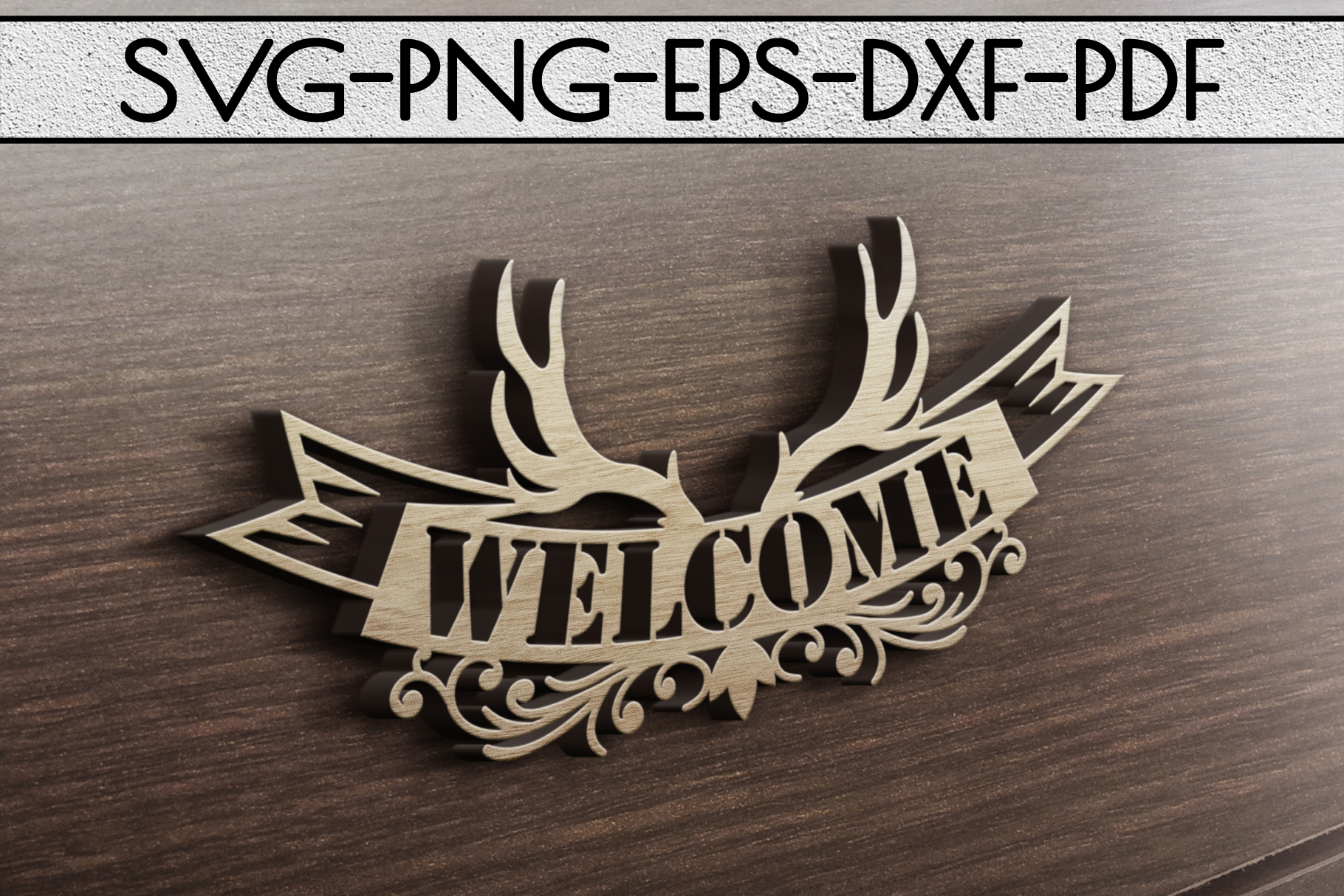 Download Welcome Antler Sign Papercut Template, Home Decor SVG, PDF ...