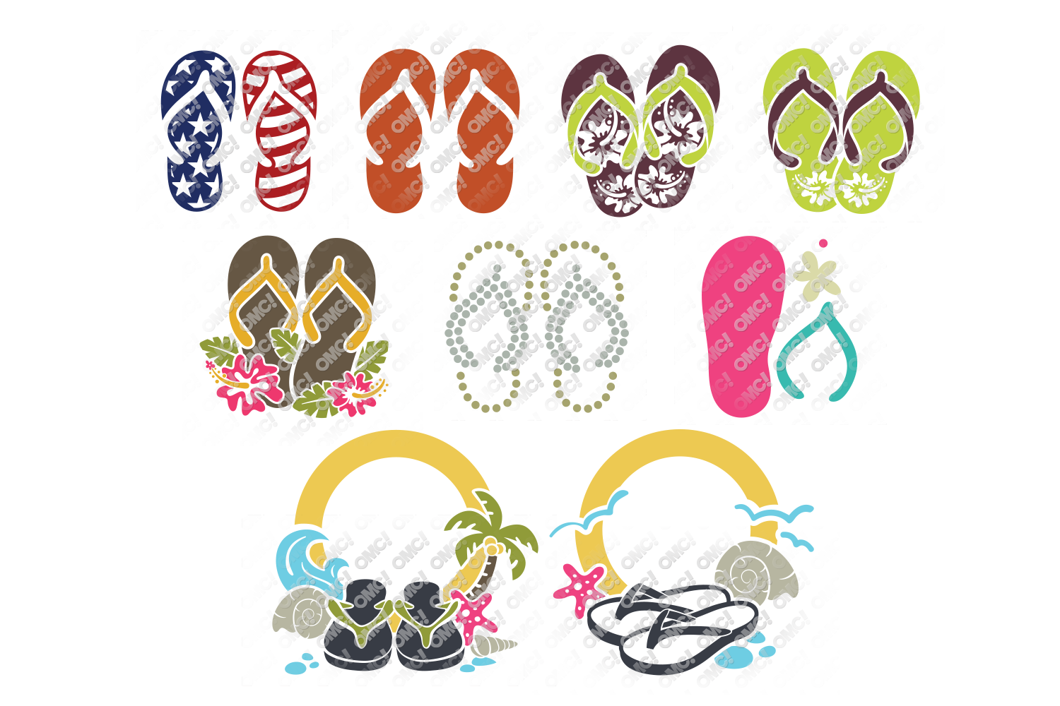 Flip Flop SVG Monogram Quotes in SVG, DXF, PNG, EPS, JPG