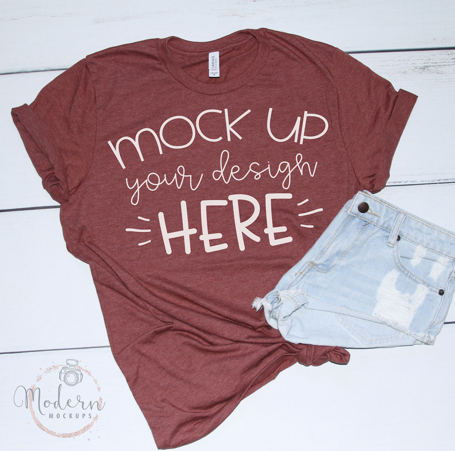 Mock up Bella Canvas 3001 Heather Clay Unisex Mockup (89319) | Mock Ups ...