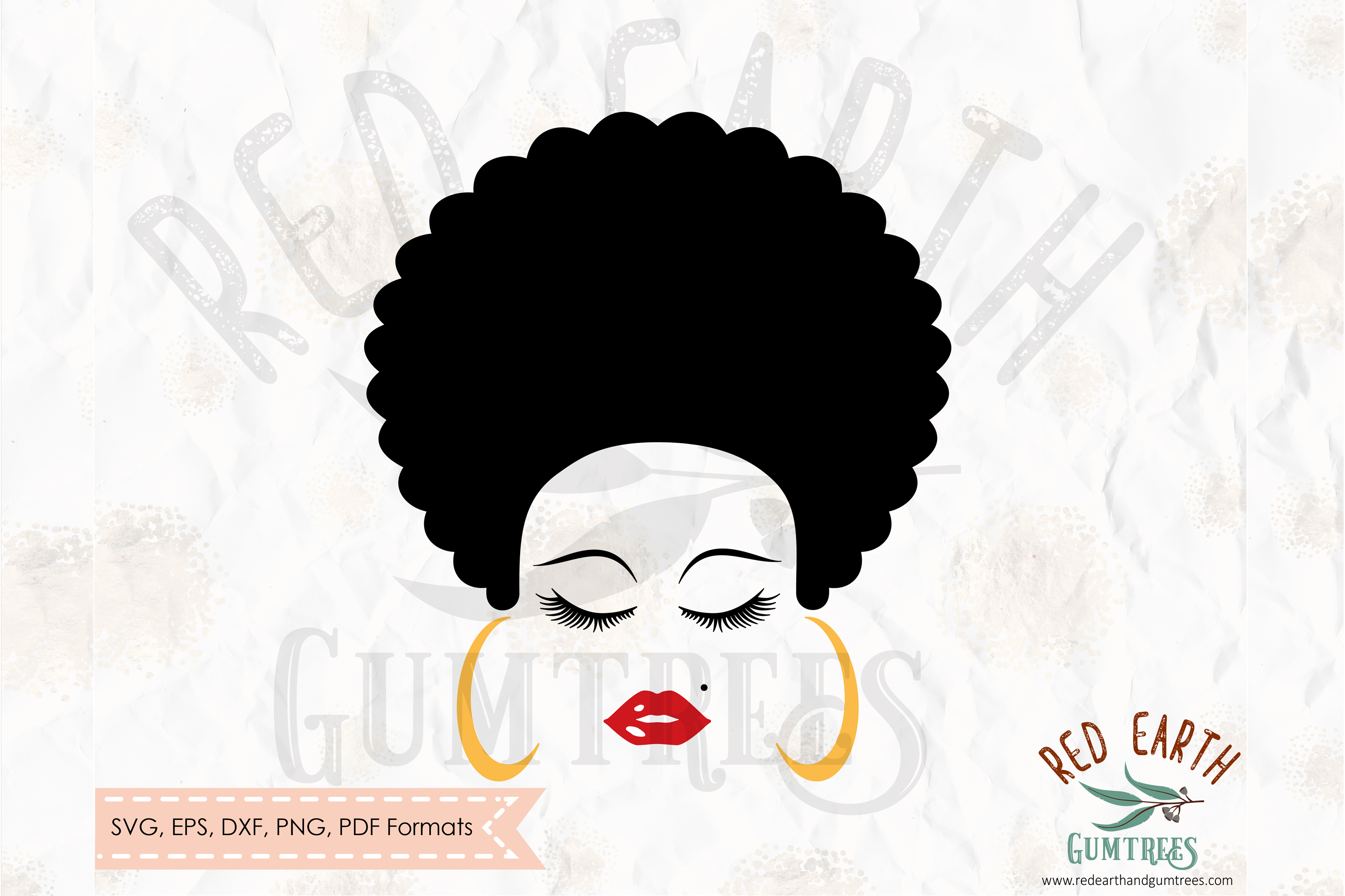 Afro hair woman with lashes and lips in SVG, DXF, PNG, EPS (132069