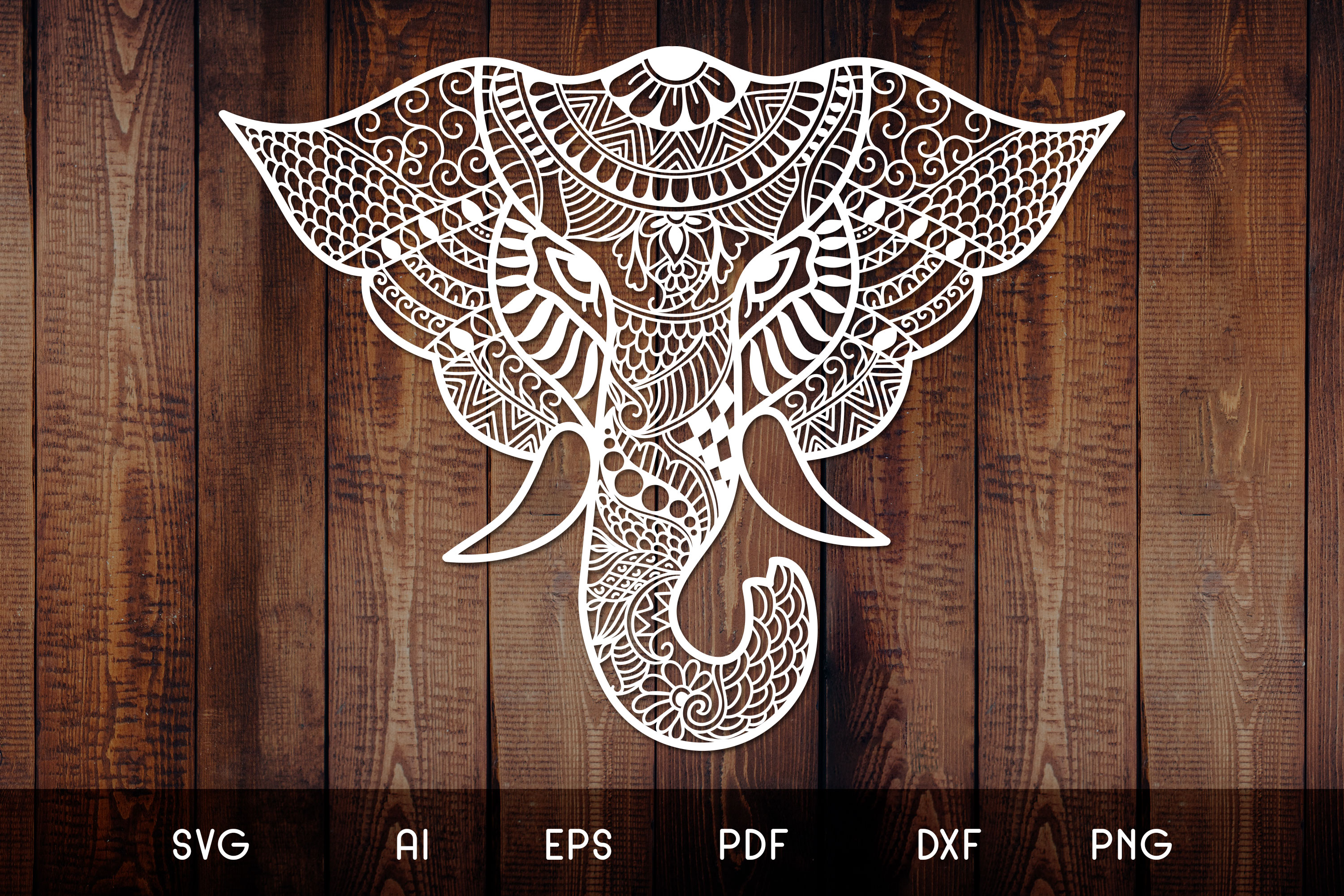 Elephant Head Zentangle - Doodle Art SVG