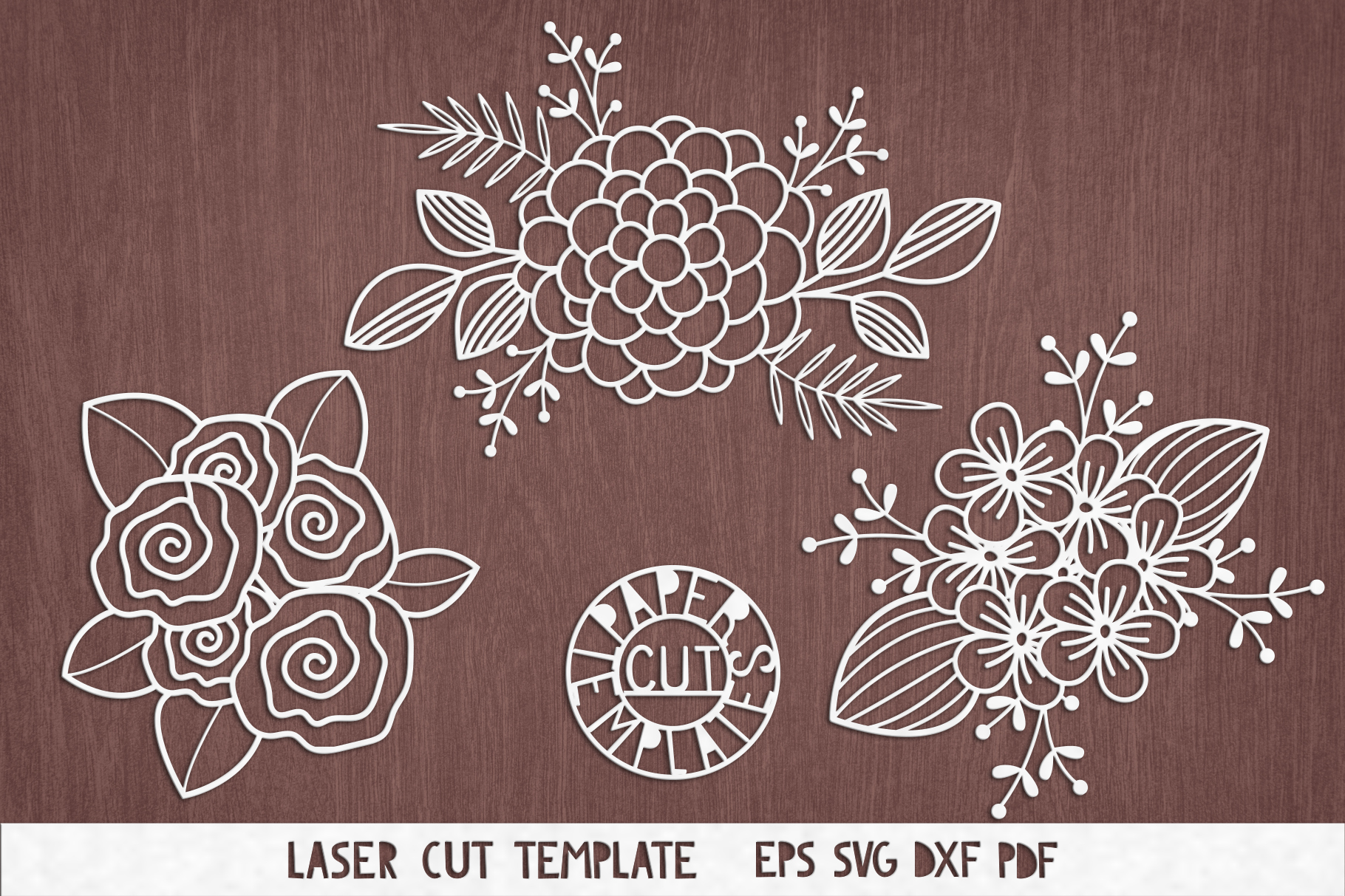 SVG Set of flowers for Cricut, Silhouette Cameo, Paper cut. (521679