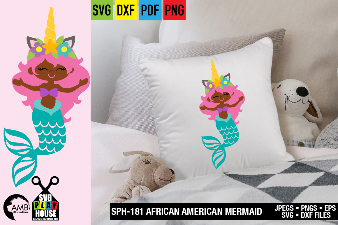 Download African American Mermaid and unicorns svg SPH-180