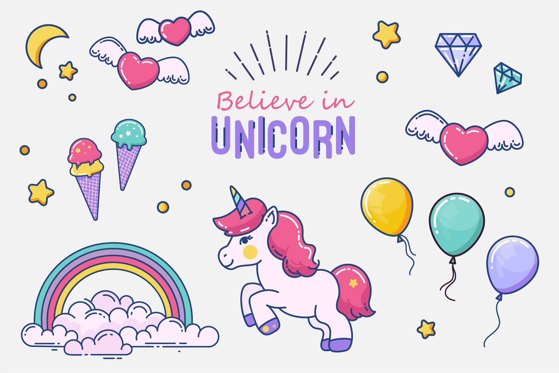 Believe in Unicorns (78031) | Illustrations | Design Bundles