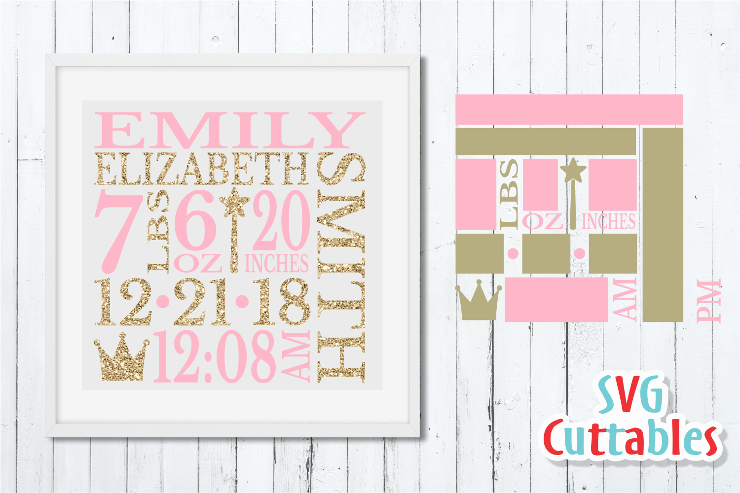 Baby Birth Announcement Template, SVG Cut File (101225 ...
