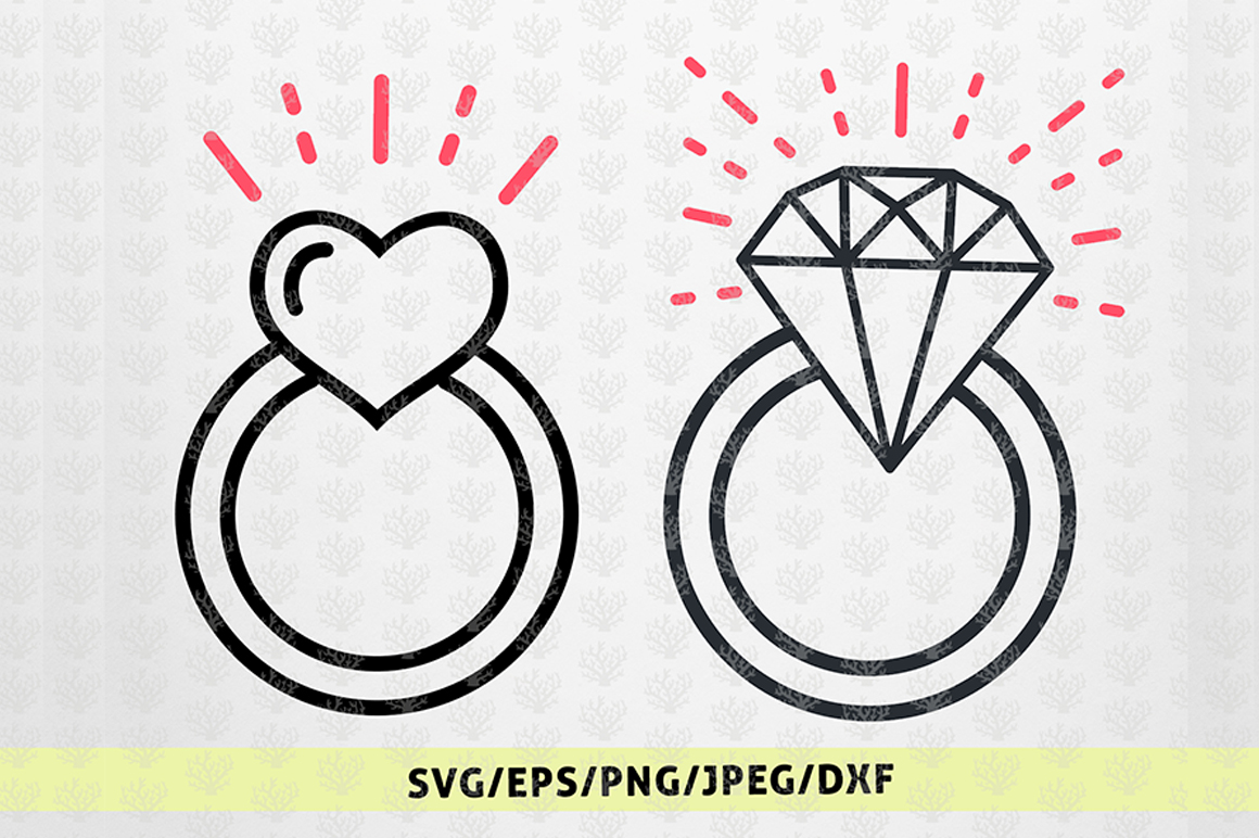 Download Diamond & Heart Engagement Rings - Svg File