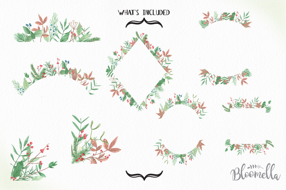 Wonderland Frames Borders Painted Winter Christmas Holly Red (138395 ...