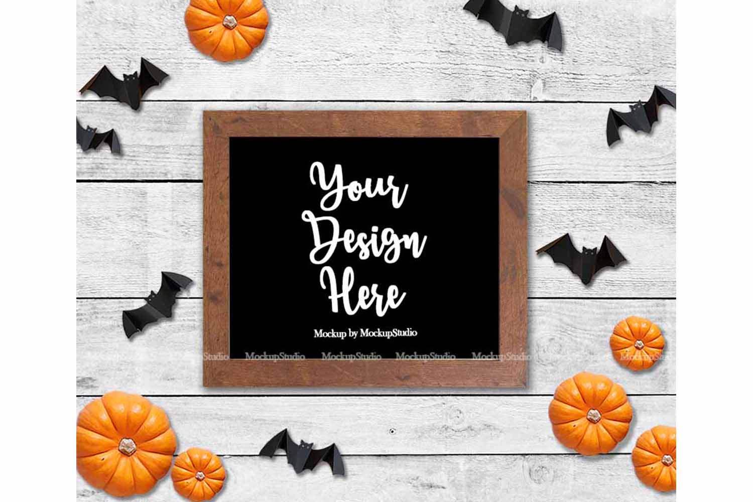 Download Halloween Farm Wood Sign Mock Up, Farmhouse Sign Wood Frame