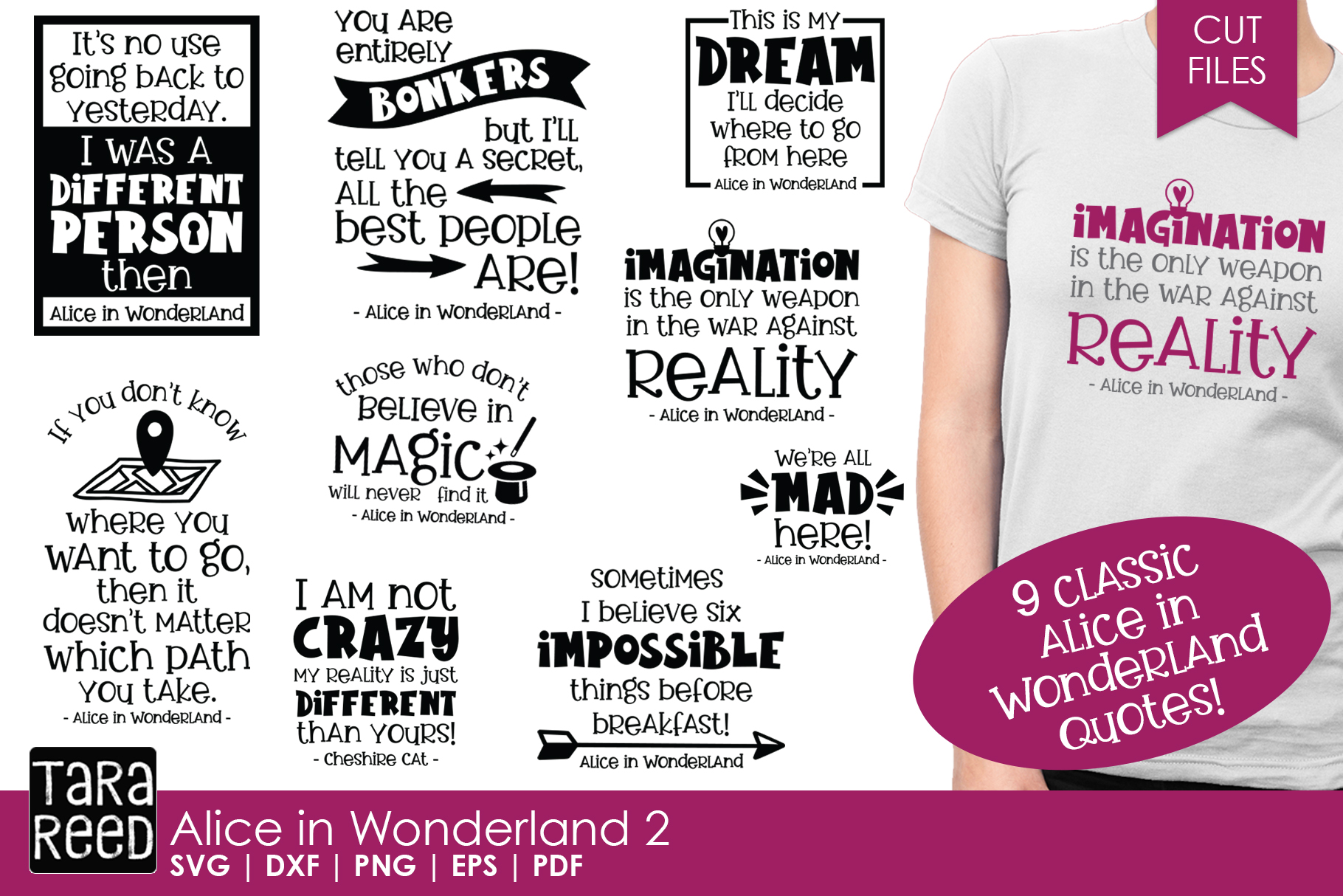 Download Alice in Wonderland Quotes 2 - SVG and Cut Files (299047) | Cut Files | Design Bundles
