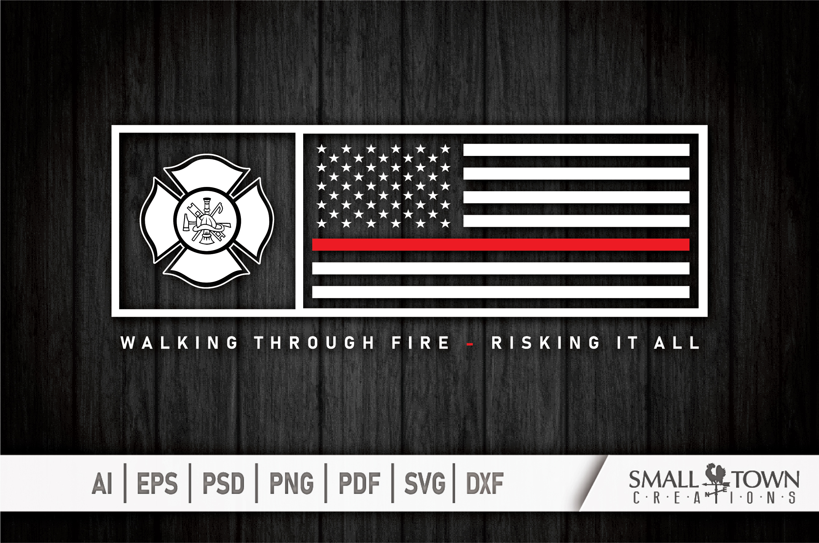 Firefighter, Fire Dept., American Flag, PRINT, CUT & DESIGN (72976