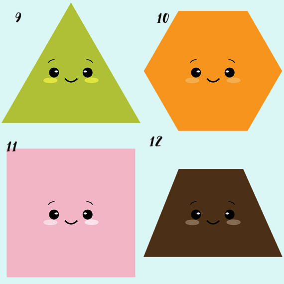 Kawaii Shapes Clipart (46107) Illustrations Design Bundles