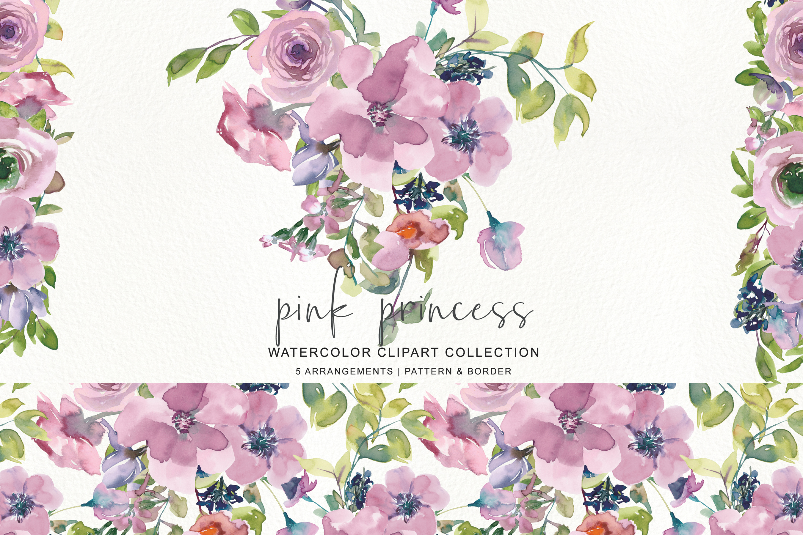 Watercolor Mauve Rose Clipart | Pre Designed Photoshop Graphics