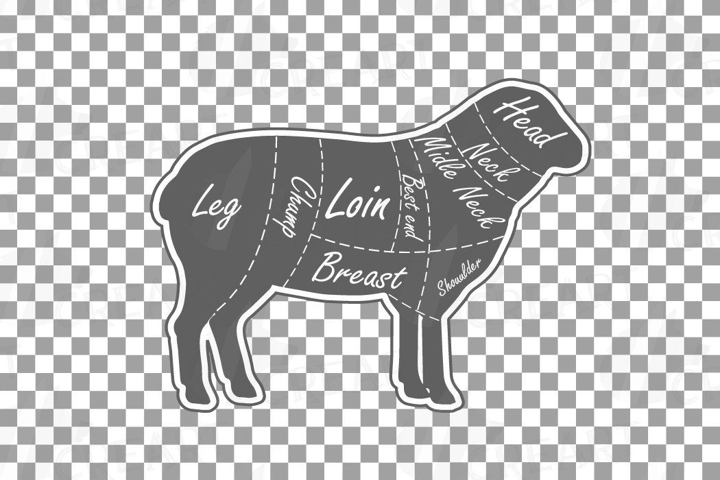 Butcher diagram clipart, cuts of meat lamb, beef, pork, chic