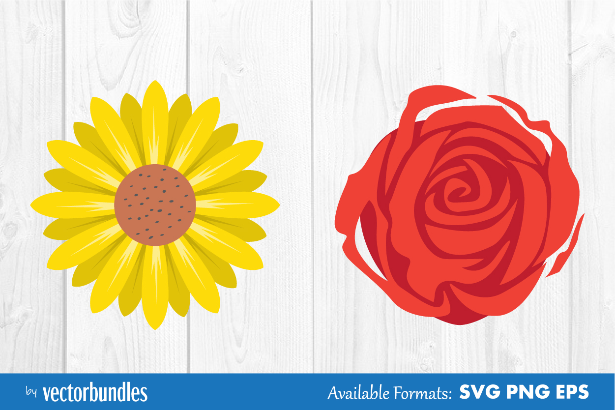Sunflower and rose clip art