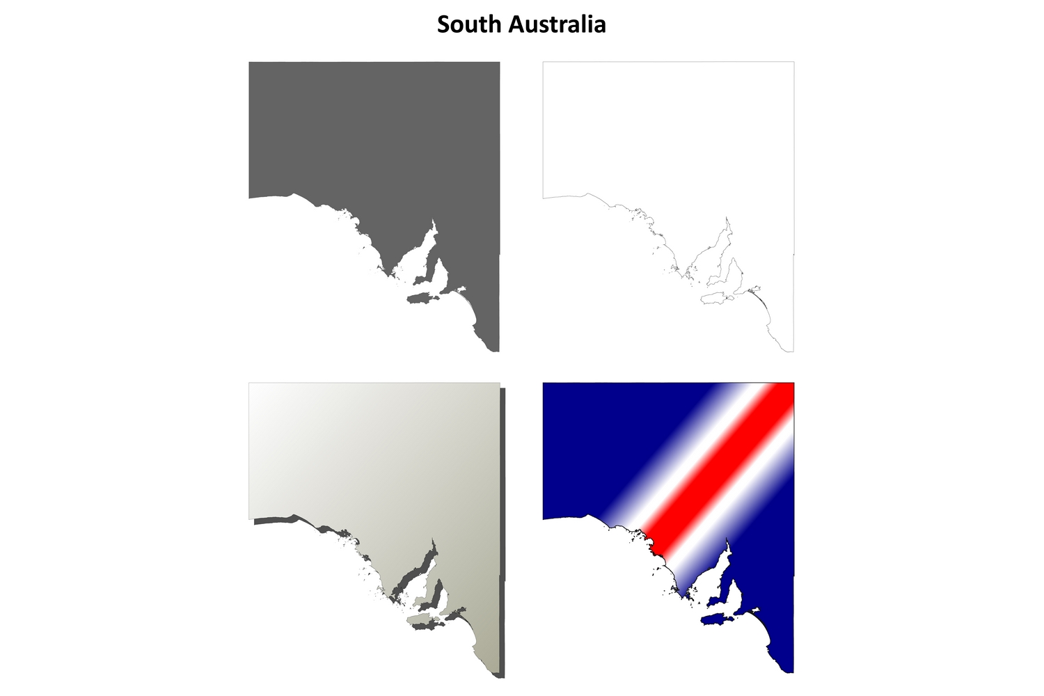 South Australia outline map set