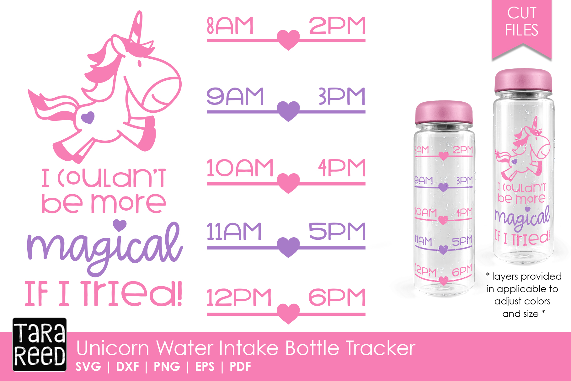 Download Unicorn Water Intake Bottle Tracker (148213) | Cut Files ...