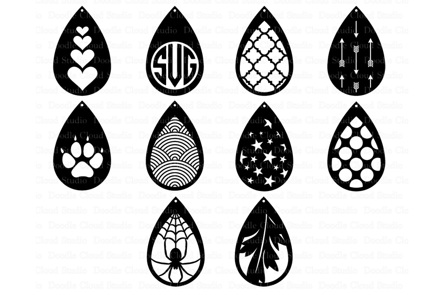 Earring template SVG, Pendant svg, Tear Drop Earrings cut files for