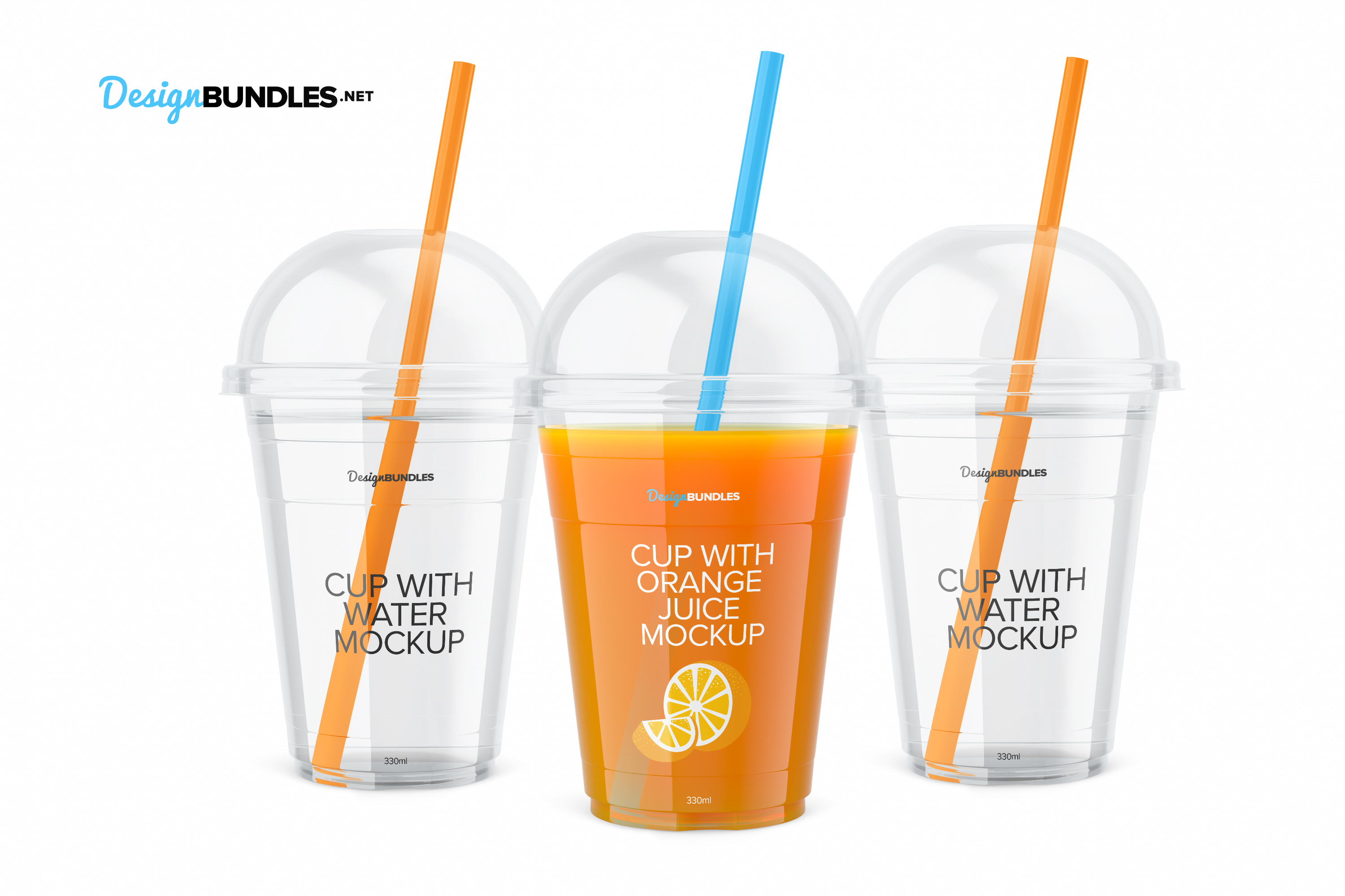 Download Cup with Orange Juice Mockup - Front View