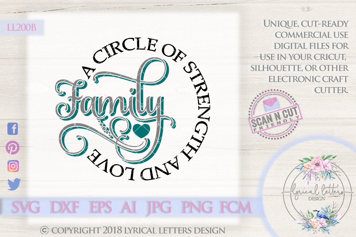 Family Circle of Strength and Love SVG Cut File LL200B (118054) | SVGs