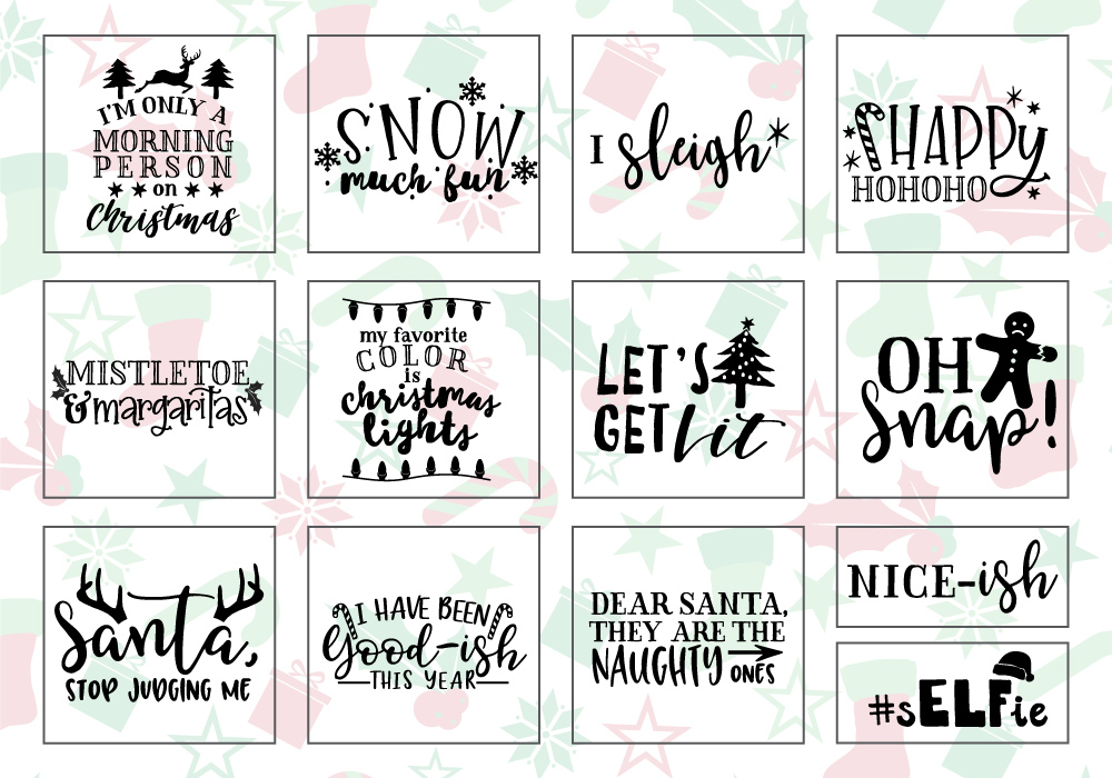 Funny Christmas Phrases SVG Cut File Bundle (145927) | SVGs | Design