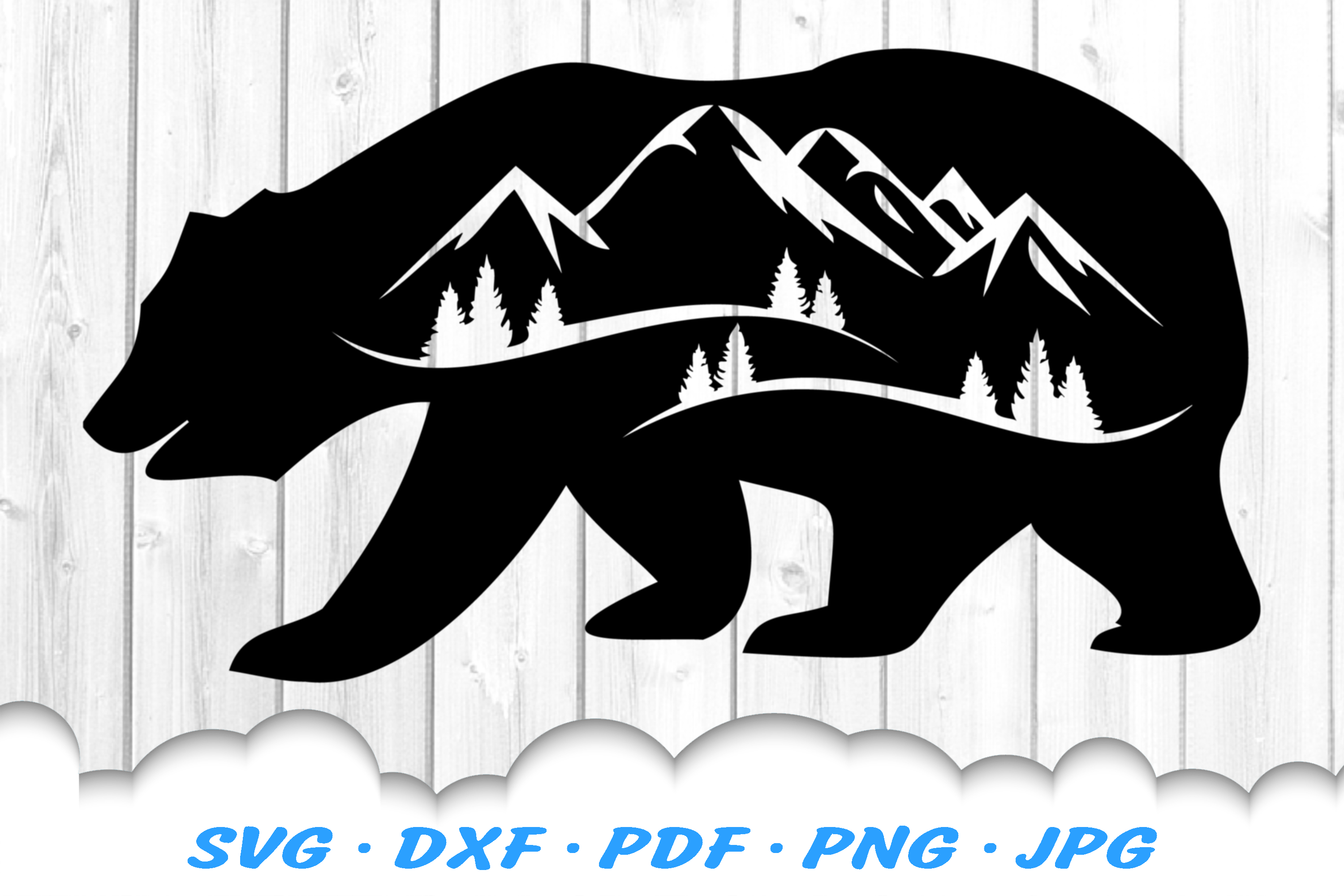 Bear Mountains Silhouette SVG DXF Cut Files (414935) | Illustrations