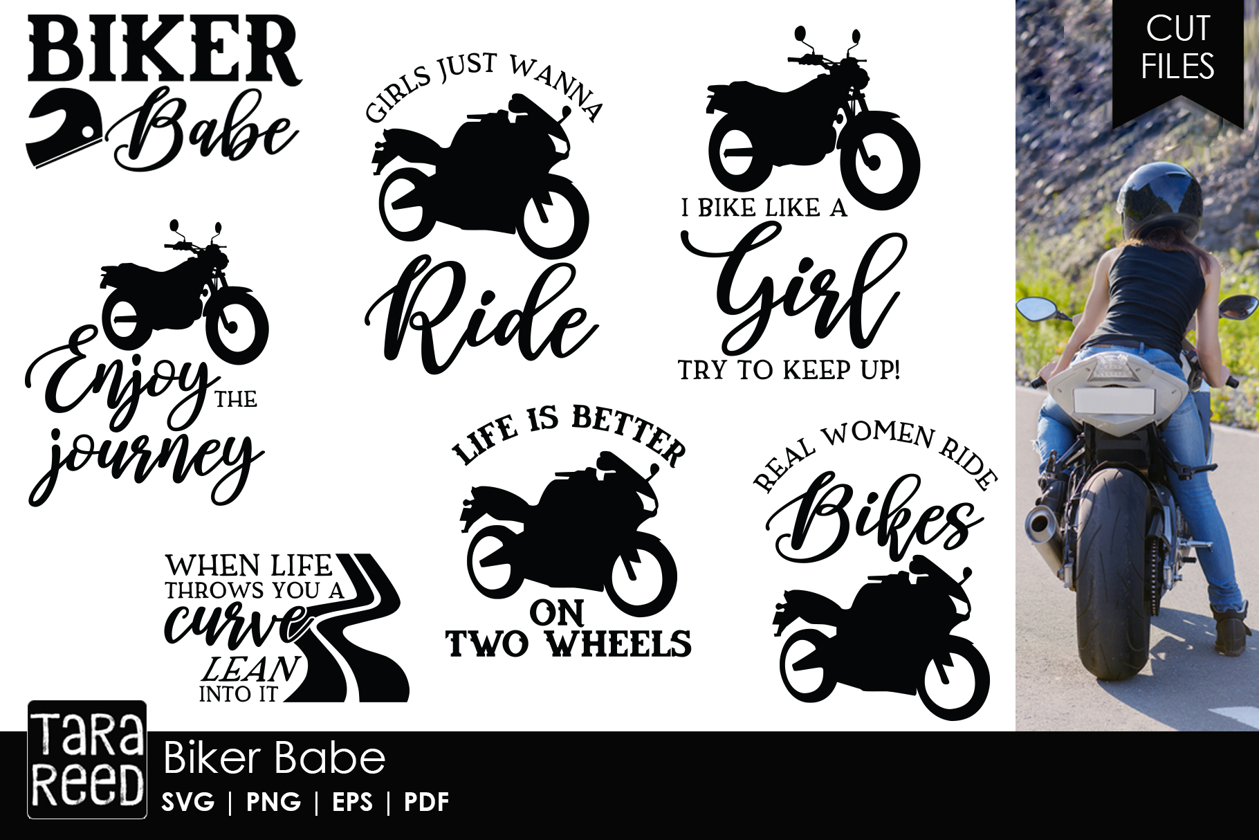 Biker Babe Motorcycle Svg And Cut Files For Crafters