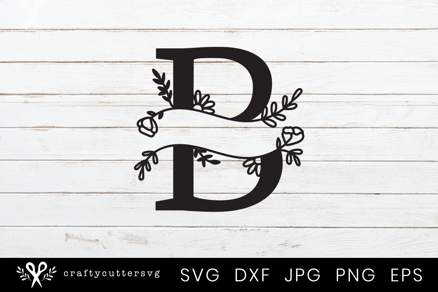 B Split Monogram Letter Handdrawn Botanical Flower Leaves