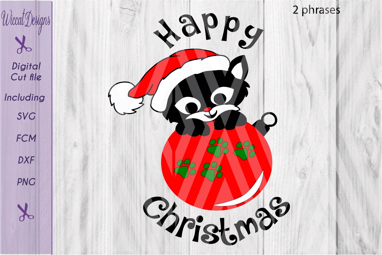 Christmas cat svg, Happy Christmas svg, | Design Bundles